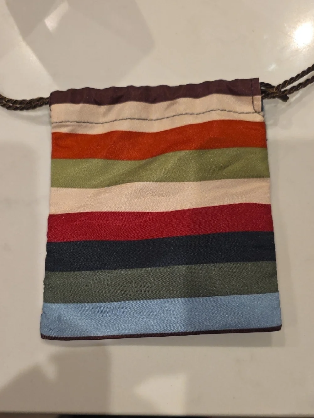Coach Sateen Legacy Striped Drawstring Pouch 4.5×5 Inches - Picture 3 of 4